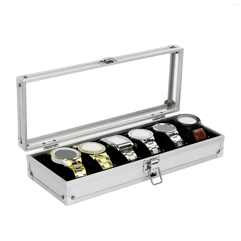 Horlogedozen Box Organizer 6 slots Container Tafeldressoir Winkeldisplay Mannen en vrouwen Premium stofdichte draagbare houder