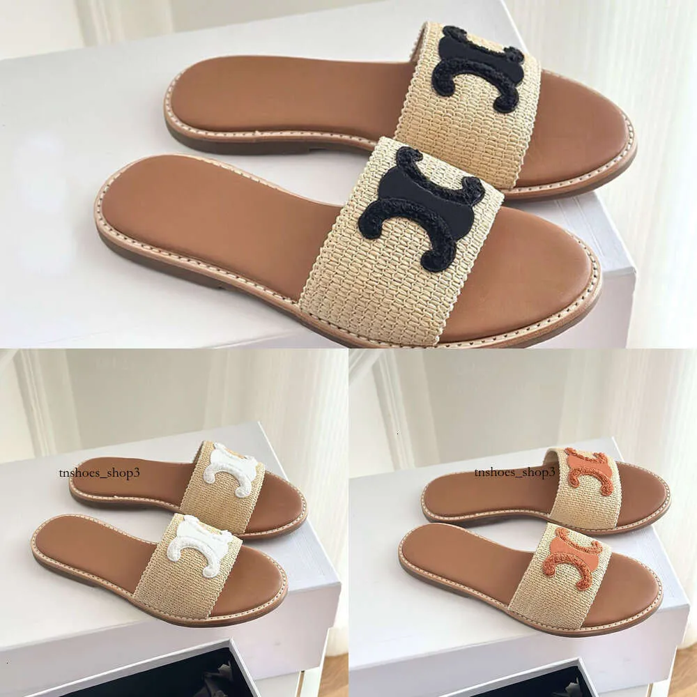 Top-Qualität Lympia Flat Slides Slipper Damen Bastsandalen Strandschuhe Luxus-Designer-Slides für Damen Urlaub Wanderschuhe Schuhe Hausschuhe für Damen 11 Jahre