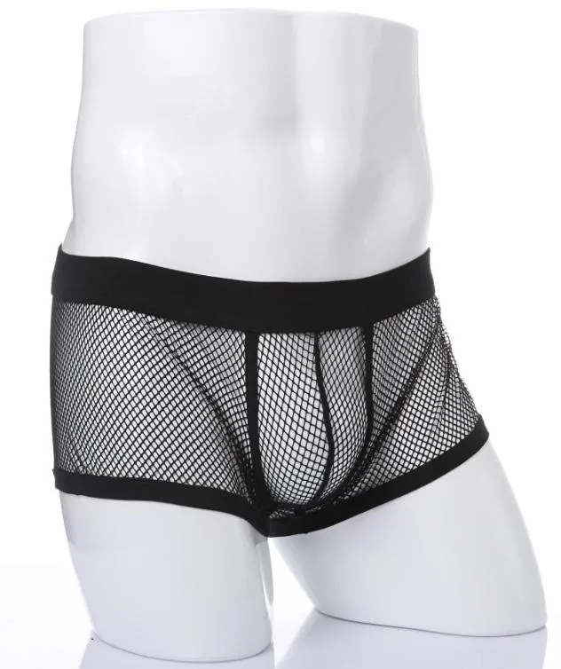 Schwarz Weiß Sexy Herren Boxer Shorts Transparent Mesh Durchsichtig Erotische Unterhose Low Rise Mann Sex Unterwäsche Dessous Trunk1470335