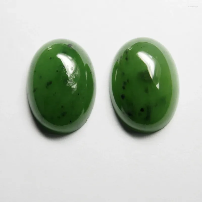 Loose Diamonds 2PCS /alot Oval 18 13mm 10 Carats Flatback Cabochon Gemstone Natural Green Jade Russian Jasper Stone For Ring