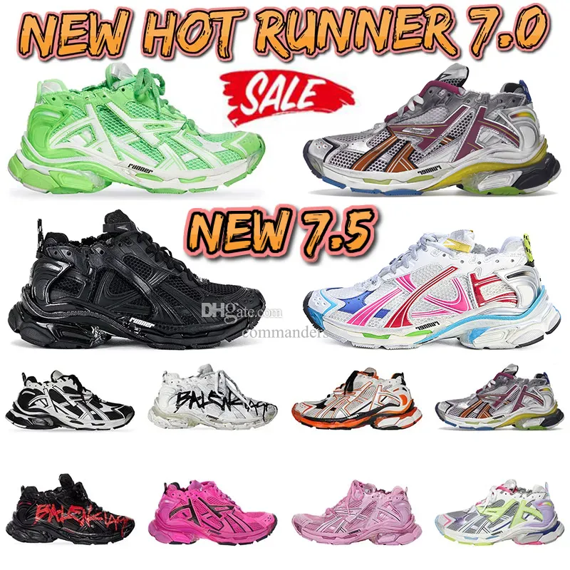 Designer Donna Uomo Scarpe outdoor Paris Runner 7.0 7.5 Transmit Sense Scarpe da ginnastica Nero Bianco Rosa Blu Graffiti Deconstruction Sneakers Jogging Hiking 7 Sneakers