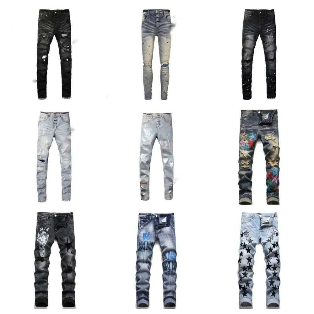 Lila Designer Herren Jeans High Street Jeans Herren Stickerei Hosen Damen Oversize Ripped Patch Hole Denim Gerade Mode Marke Streetwear Slim DIIR