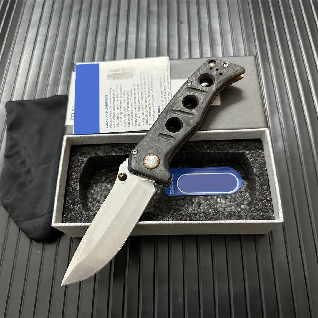 Mini 273-03 Shane Adamas Folding Knife 3.25" CPM-MagnaCut Blade Marbled Carbon Fiber Handles Outdoor Camp Hunt Pocket Tactical Self-Defense 273 EDC Tools
