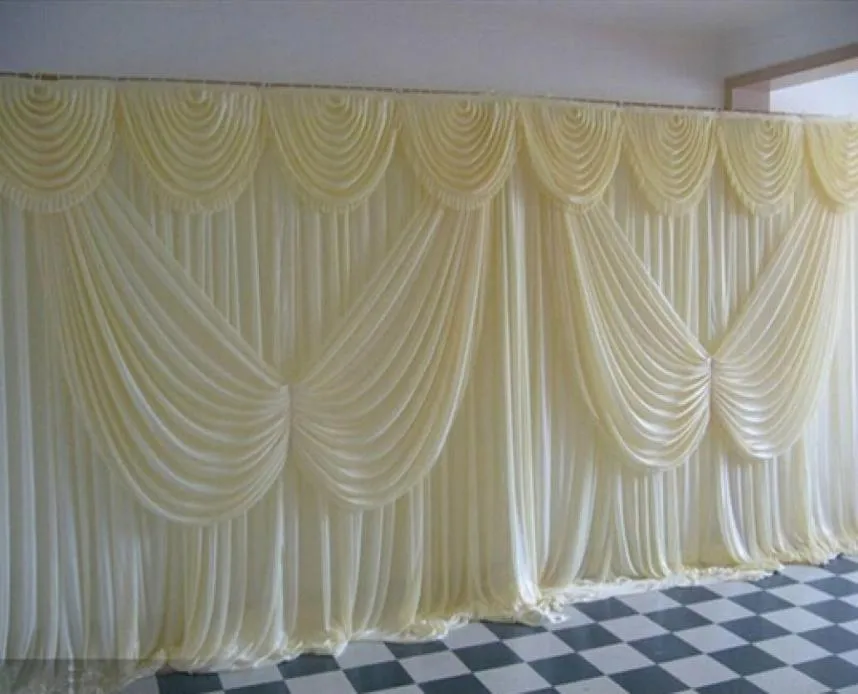 10ft20ft Ice Silk White Color With Butterfly Swag Wedding Drape Curtain Backdrop Custom Made Colors3335414