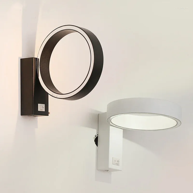 Lámpara de pared LED anillo acrílico dormitorio creativo moderno al lado de la luz interior sala de estar comedor pasillo decoración luces