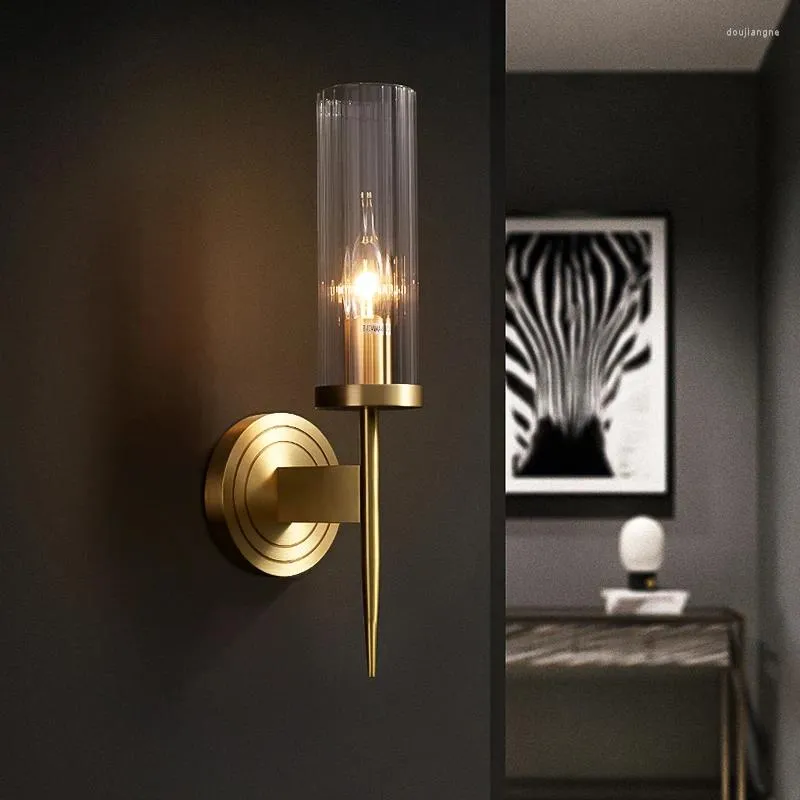 Wall Lamp Post-modern LED Lights Nordic Brass Design For Bedroom Living Room Gold Bathroom Makeup Mirror Home Indoor Decor