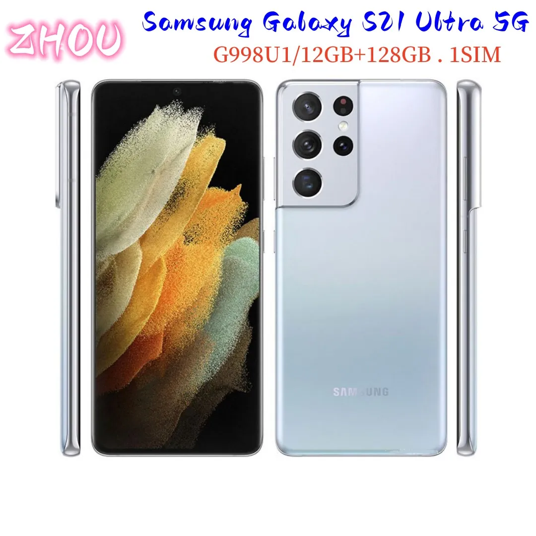 Renoverad Samsung Galaxy S21 Ultra 5G G998U1 Original Unlocked Mobile 6.8 "Octa Core 108MP40MP Snapdragon 888 Mobiltelefon S21ultra