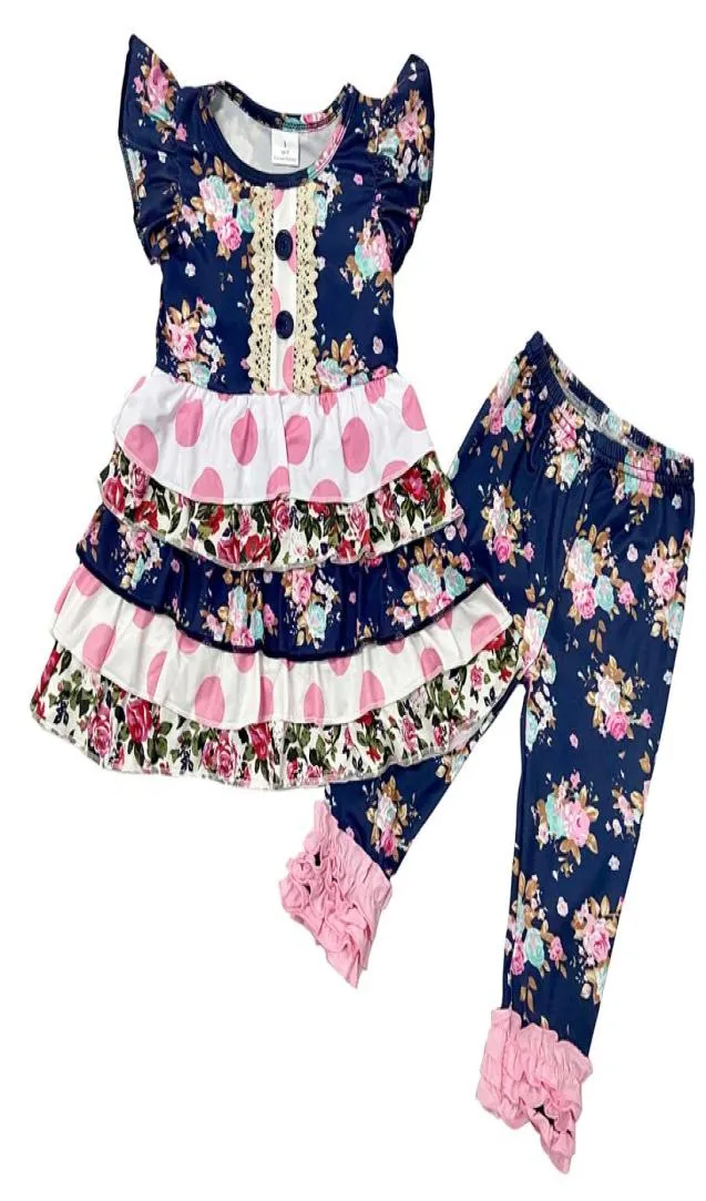 Kleinkind Mädchen Kleidung Sets 2020 Neue Design Blumen Druck Mädchen Kleid Top Lange Hose Anzug Sommer Outfits Kinder Boutique Kleidung set H6516196