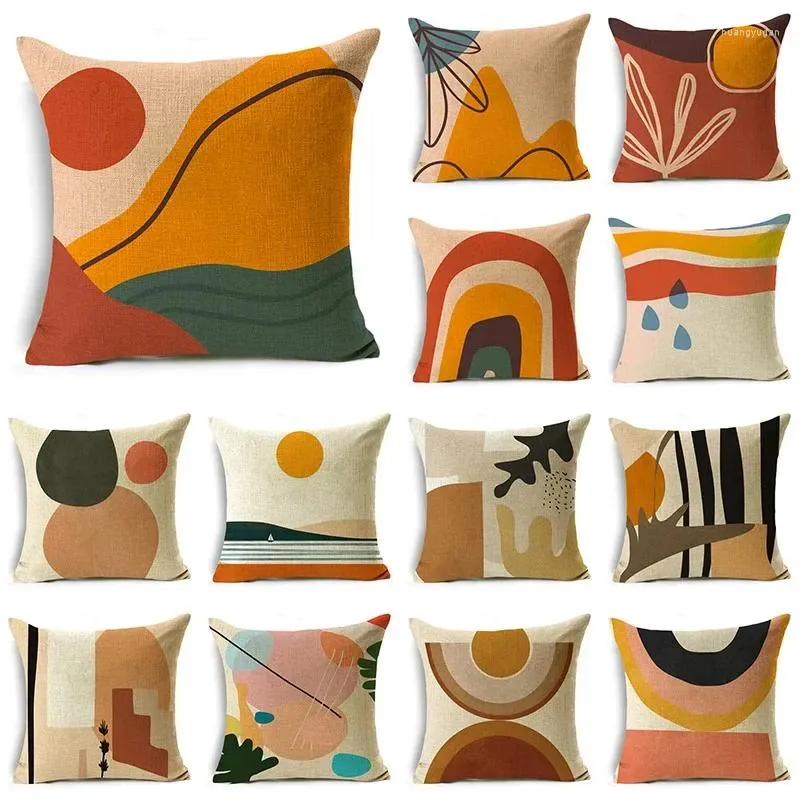 Pillow Morandi Color Creative Abstract Print Pillowcase Homestay Sofa Decoration Cover 40 40cm/45 45cm/50 50cm