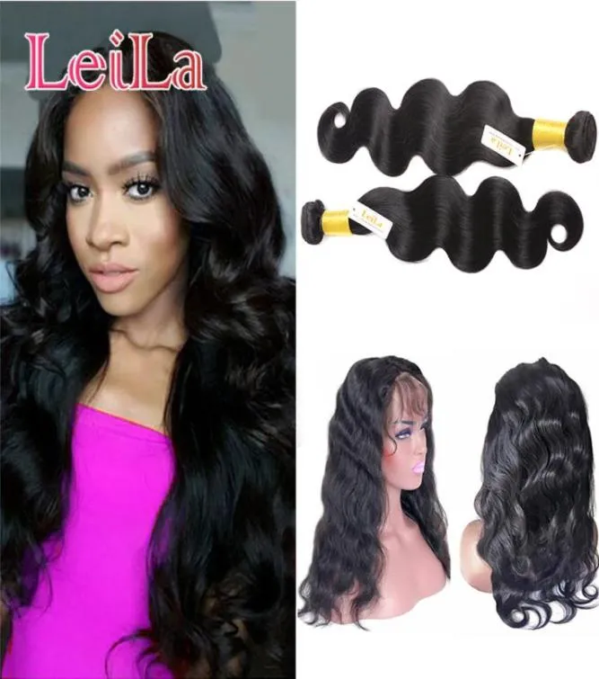 2 Bundles With 360 Lace Frontal Pre Plucked Malaysian Body Wave With Baby Hair 3 Pieces Human Hair Body weaves Natural Color6077664
