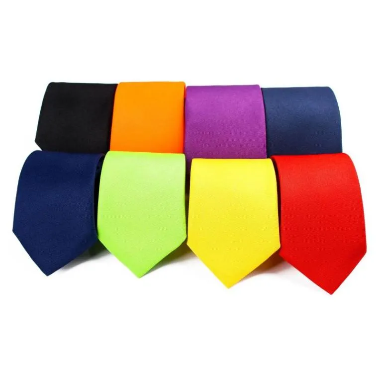 Neck Ties Linbaiway 8cm Wide Necktie Solid For Men Wedding Polyester Yellow Tie Man Business Bowtie Shirt Accessories Custom Logo3289845
