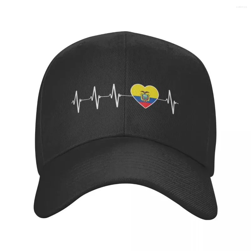 Ball Caps Custom Heartbeat Ecuador Flag Baseball Cap Men Women Breathable Ecuadorean Proud Dad Hat Outdoor Snapback
