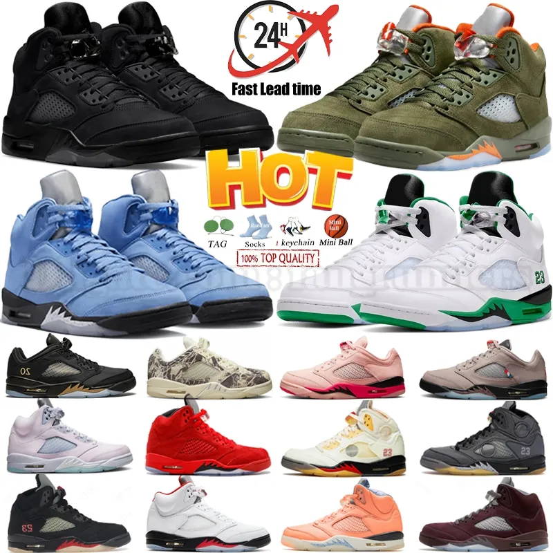 Jumpman 5 basketskor för mäns oliv 5s svart katt aqua unc Lucky Green Georgetown Concord Racer Blue Raging Bull Jade Horizon What the Trainers Sneakers With Box