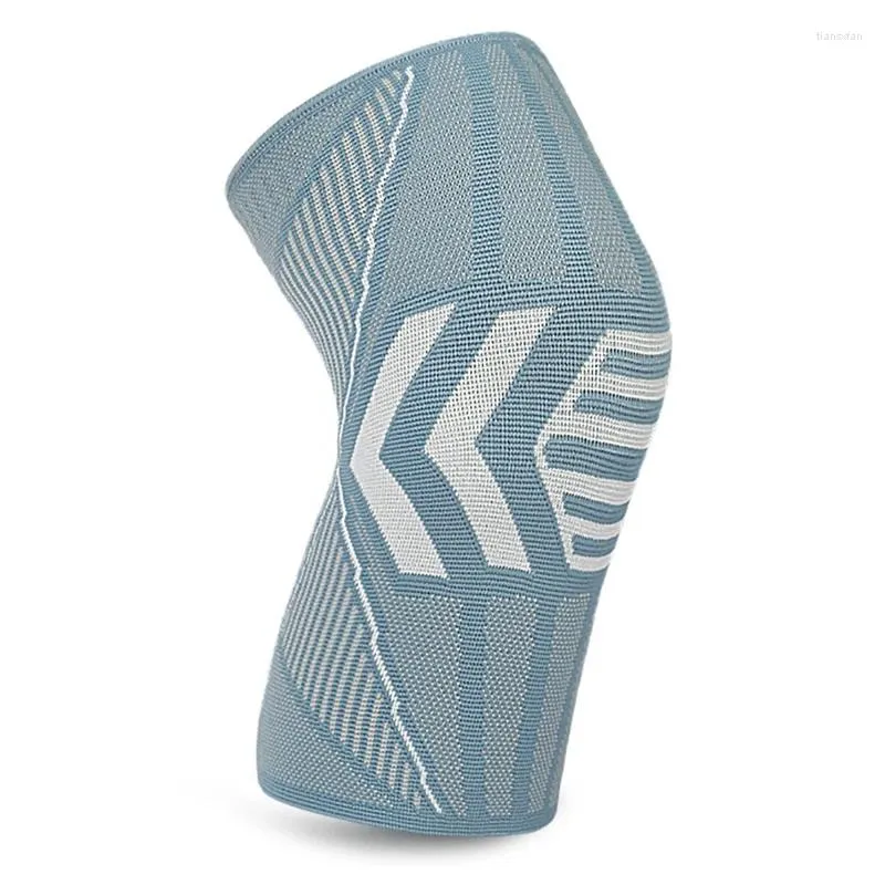 Knee Pads 1 Piece Knitted Four-Sided Non-Slip Breathable Sweat-Absorbing Cycling Fitness Running Climbing Blue