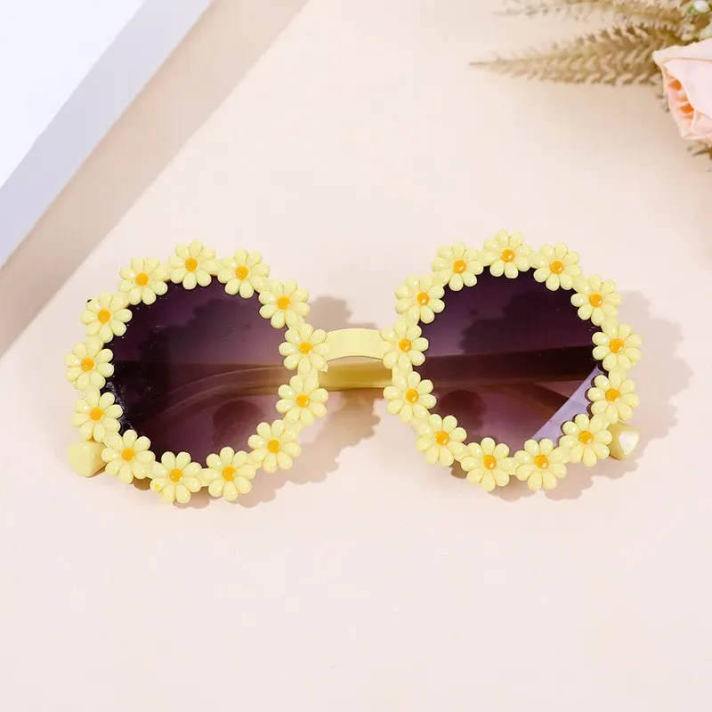 kids sunglasses round flower Fashion Sun glass girls boys sport shades outdoor sun eyewear daisy shaped UV400 resistant suneyewears