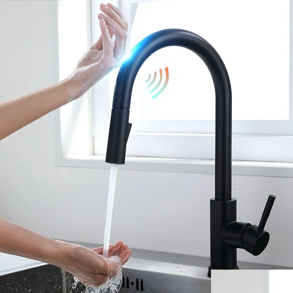 Keukenkranen Roestvrijstalen keukenkranen Torneira Para Cozinha De Parede Kraan voor waterfilterkraan Drie manieren Touchless kraan Dhx9C