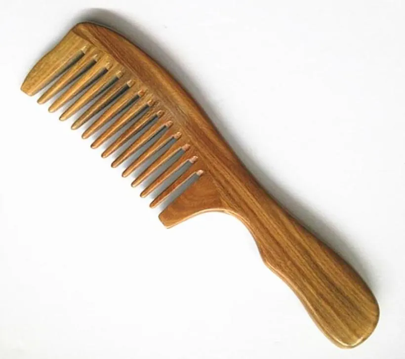 Peine de madera de sándalo hecho a mano, peine de madera de diente ancho, masajeador de cabeza Natural, peines para el cuidado del cabello, 1 Uds., New2555771