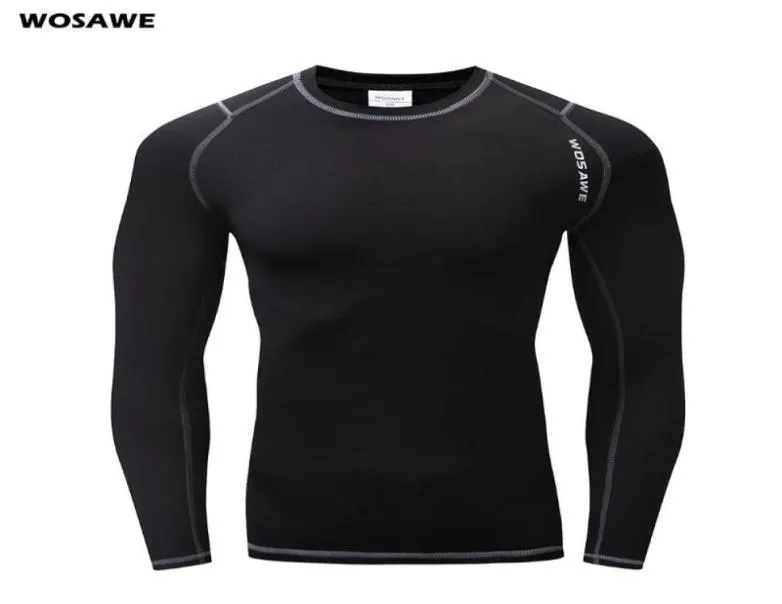 Wosawe Running Tshirt Fleece Thermal Underwear Winter Long Johns Tops Fitness Gym Shirts pour le jogging Cycling Sports Base Layer7524597