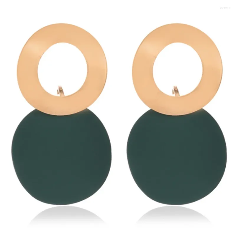 Dangle Earrings Fashion Geometric Simple Three-Dimensional Disc Irregular Round For Women Green