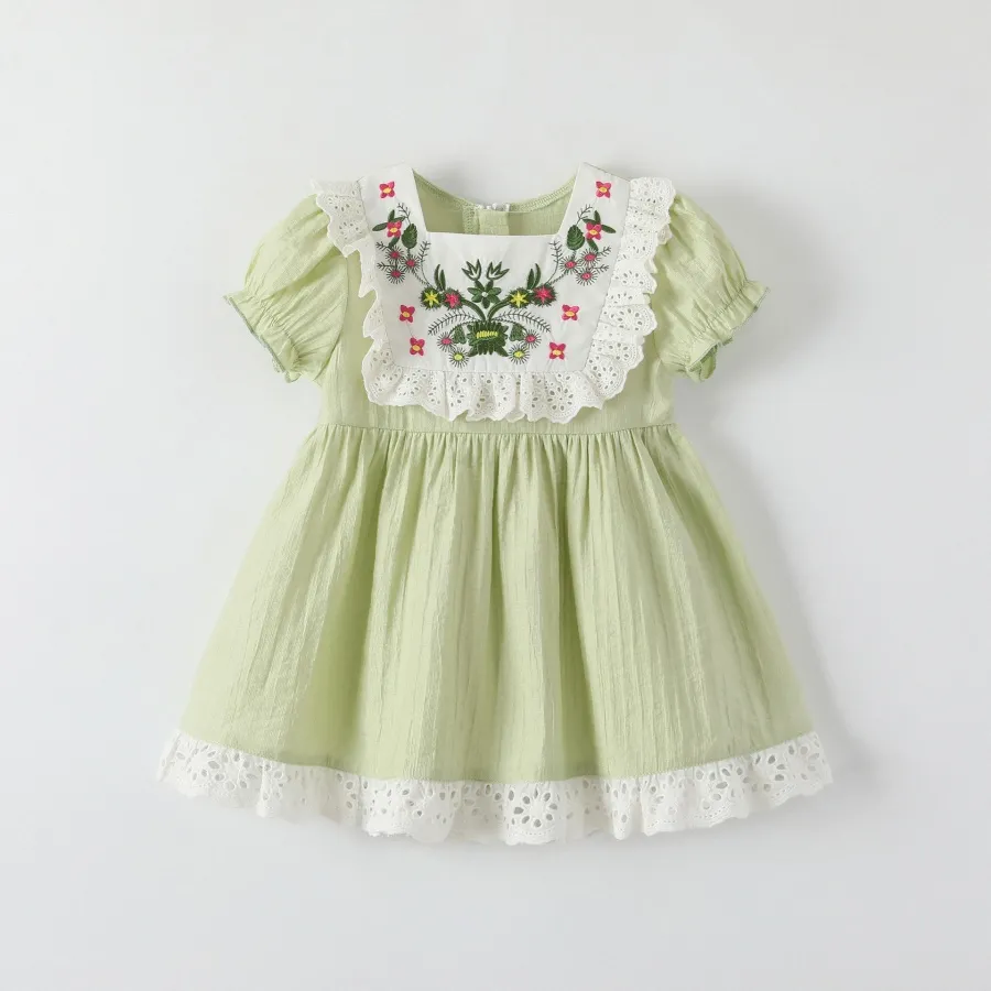 barn baby flickor klänning sommargröna kläder småbarn kläder baby barnflickor lila rosa sommarklänning w7ic#