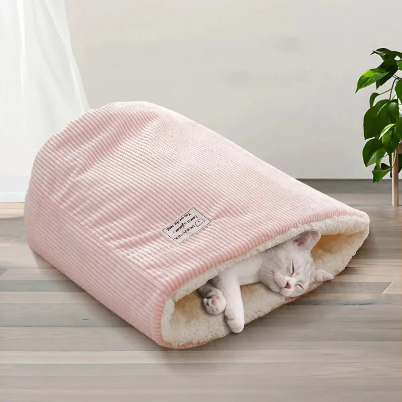 Hiver chat lit panier en peluche chaud chiot chenil nid moyen petits chiens épaissir sac de couchage doux confortable animal chaton grotte maison 240226