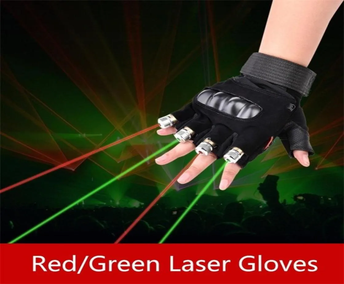 Red Green Laser Gloves Dancing Stage LED -handskar Laserljus för DJ Clubparty Stage Props Fingerless Gloves Cool Props 2012165071542