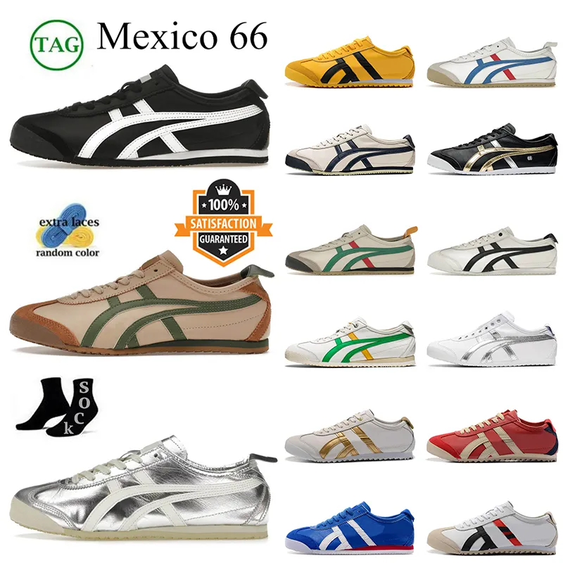 Onitsukass Tiger Meksika 66 Tasarımcı Sıradan Ayakkabı Kadın Erkek Açık Manto Yeşil Krem Kiştro Yeşil Silver Kapalı Sarı Bej Spor Ayakkabıları Moda Slif-On Loafers Sports