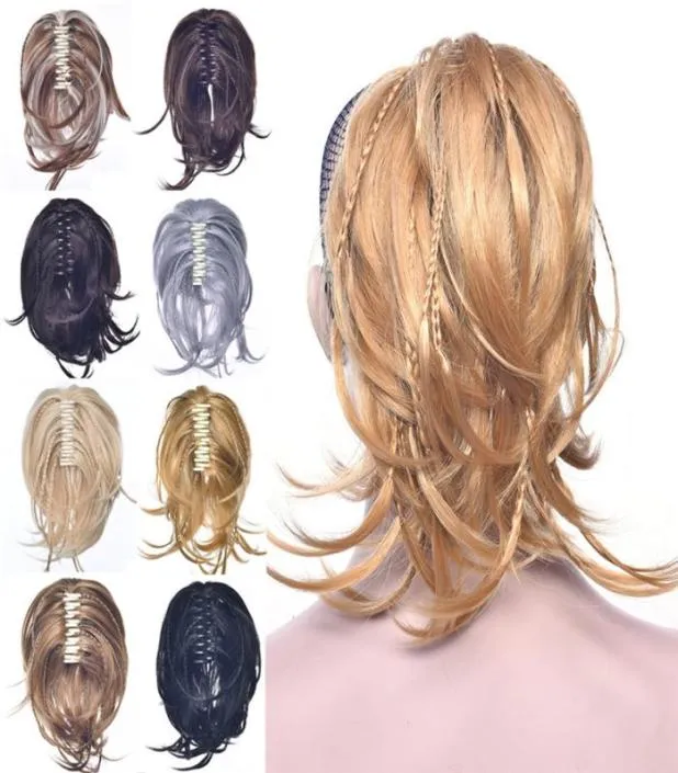 12 Inches Synthetic Braided Claw Ponytail Simulation Human Hair Extensions Bundles in 8 Colors Ponytails MW0678880181
