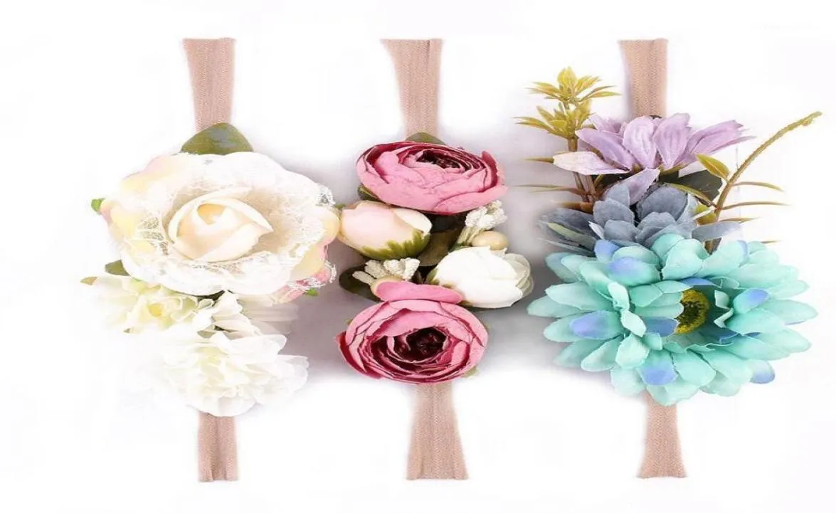 3PCSSET Söt nyfödda Baby Kids Girls Toddler Boho Flower Floral Headband Headwear Hair Accessories POGRAPHY TOOL17209453