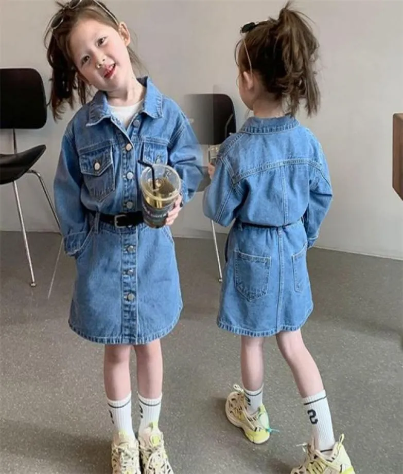 Automne enfants filles robe vêtements bleu Denim veste jupe enfant en bas âge jupes tenue vêtements 1584 Z26055736