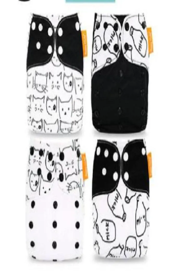 4Pcs U PICK Happy Flute Newborn Baby Diaper NB Pocket Cloth Diapers Bamboo Charcoal Inner Waterproof PUL Outer Double Gussets8053980