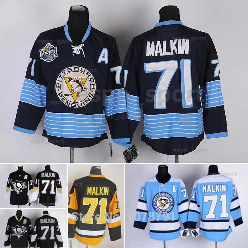 Vente en gros de qualité supérieure 71 Evgeni Malkin Hockey sur glace maillots authentiques tous cousus broderie un Patch M-XXXL