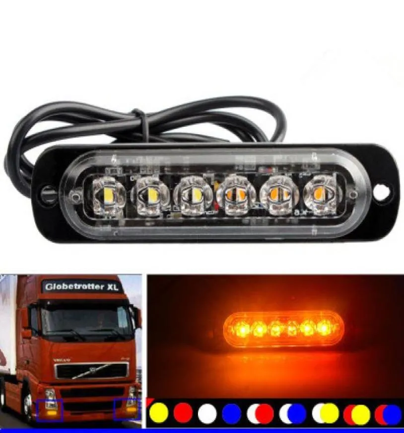 4st 1224V TRUCK CAR 6 LED FLASH STROBE Emergency varningsljus blinkande ljus för bil SUV Vehicle Motorcykel8573125