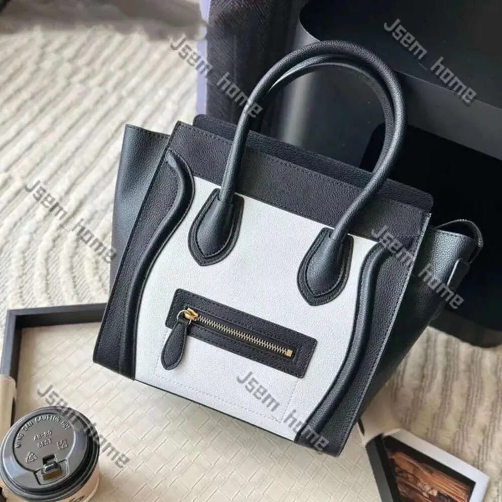 Lüks Celiene Tote Çanta Tasarımcısı Celinly Çanta Klasik Çanta Gerçek Deri Gülümseme Yüz Trapez Crossbody Bag Seçeneğiniz İçin İki Boyut Cüzdan Omuz Çantası 709