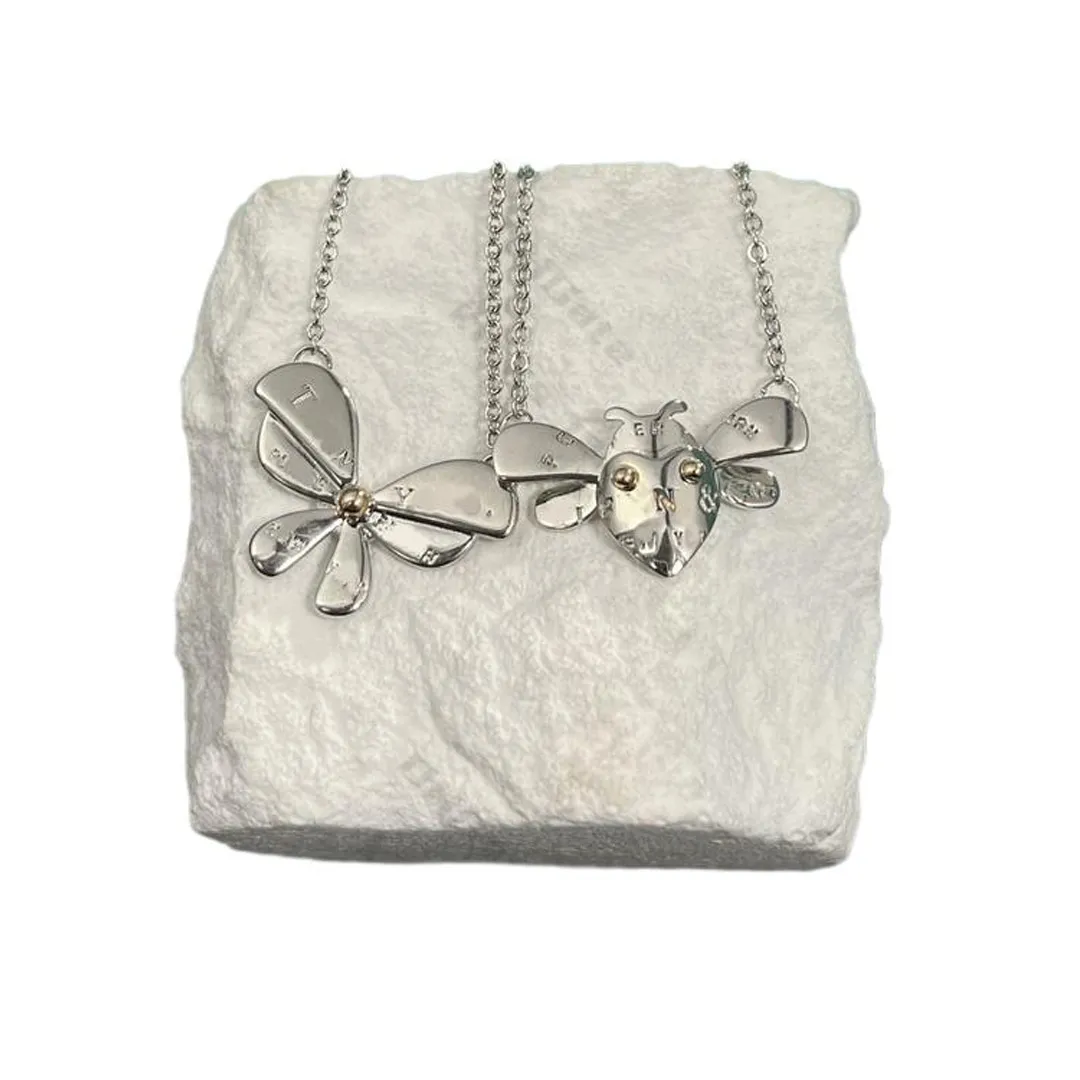 Charm designer halsbandssamling fjärilshalsband med diamant hänge fjäril nyckelpiga eldfluga insekt hänge födelsedag bröllop fest med låda