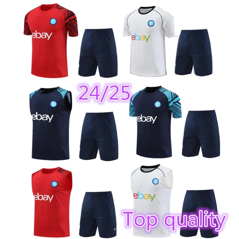 24 25 Maillot de football Napoli TrackSuit à manches courtes pour adultes 2024 2025 Kit de survêtements de football SSC Naples sans manches AE7 D10S Train Tuta Chandal Jogging