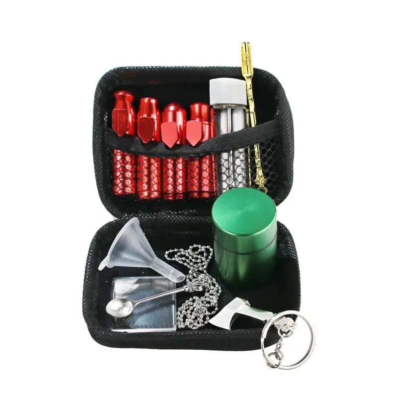 Newest Snuff Snorter Sniffer Storage Bottle Necklace Bullet Spoon Shovel Kit Portable Pill Bag Innovative Design Smoking Tool Hot Cake ZZ