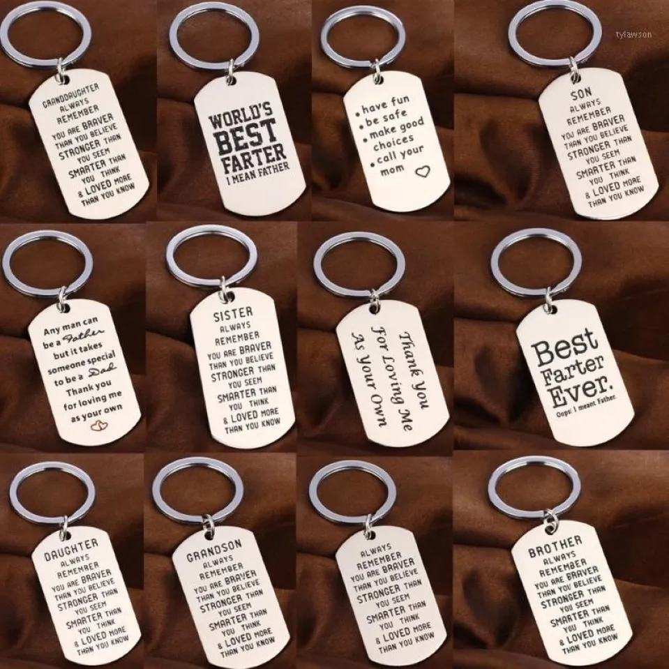 Keychains Family Love Keychain Son Dotter syster Bror Mamma Fäder Key Chain Gifts Rostfritt stål Keyring Dad Mothers Friend 2748