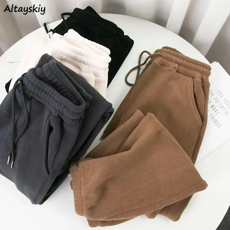 Capris pantalons décontractés femmes sport épaissir chaud doux minimaliste Ulzzang survêtement confortable pantalons de base tempérament automne Mujer mode pantalon