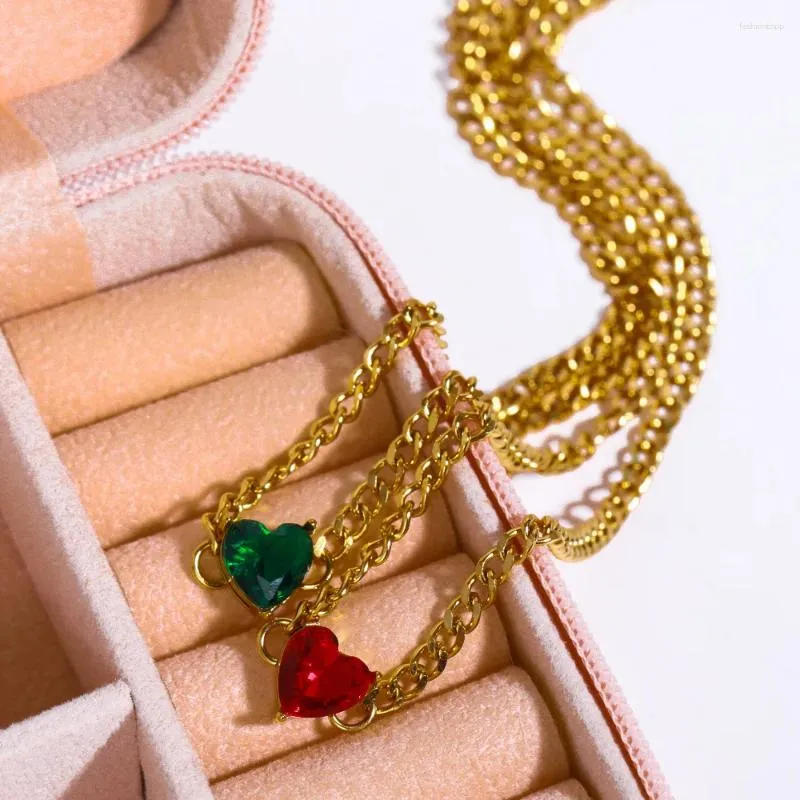 Ожерелья с подвесками, легкая роскошная и изысканная цепочка на шею с цирконием в форме персикового сердца из нержавеющей стали, цепочка для свитера, романтические женские украшения