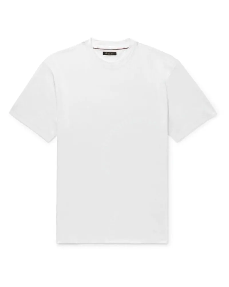 Designer heren T-shirt met logo Loro Piano heren wit katoen-jersey T-shirt korte mouwen tops zomer-t-shirts