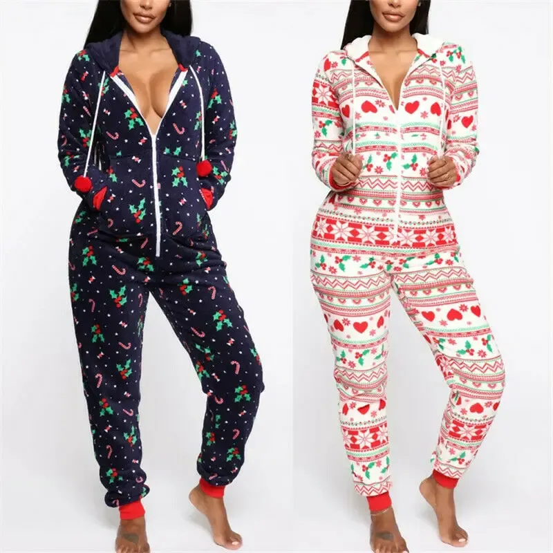 Anzüge 2020 Winter Familie Frauen Kleidung Urlaub Bequeme Casual Strampler Weihnachten Pyjamas Solide Weihnachten Nachtwäsche Druck Pyjamas PJs