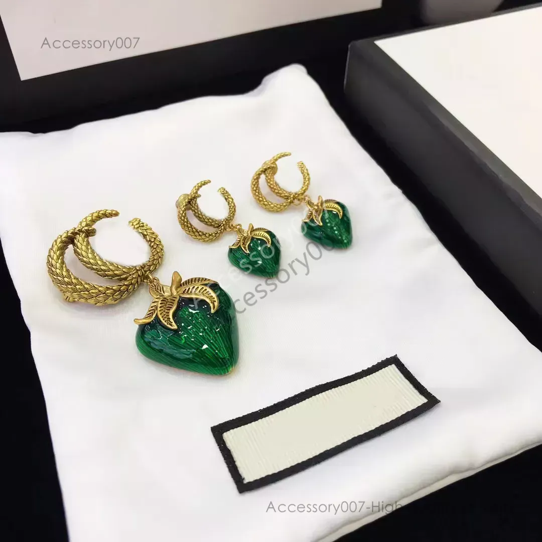 gioielli firmati Orecchini di gioielli di moda con fragole Spilla con ciondolo di design Regalo per feste da donna con scatola
