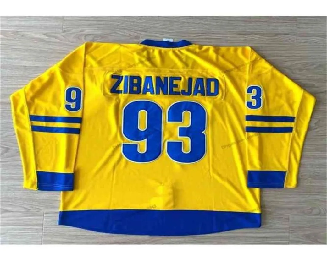 Nikivip Custom Mika Zibanejad 93 Team Sweden Hockey Jersey Stitched Yellow Size S4XL Any Name And Number Top Quality Jerseys8853913