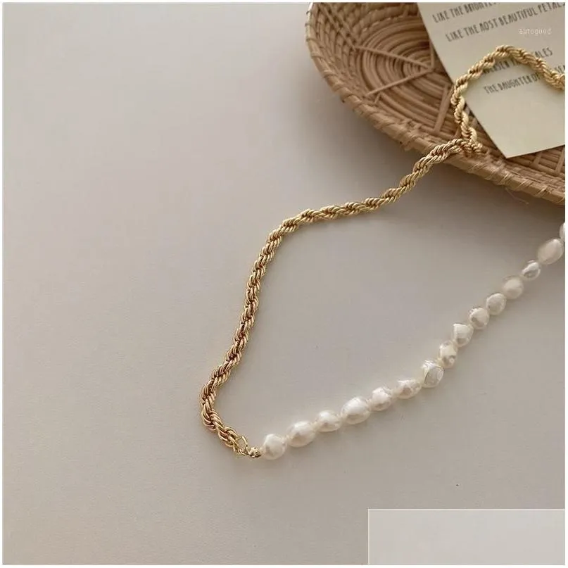 Chokers 2021 Female Minimalist Twist Chain Necklaces For Women Freshwarer Pearl Diso Ball Heart Lock Pendant Necklace Jewelry Gift1 Dhvgf