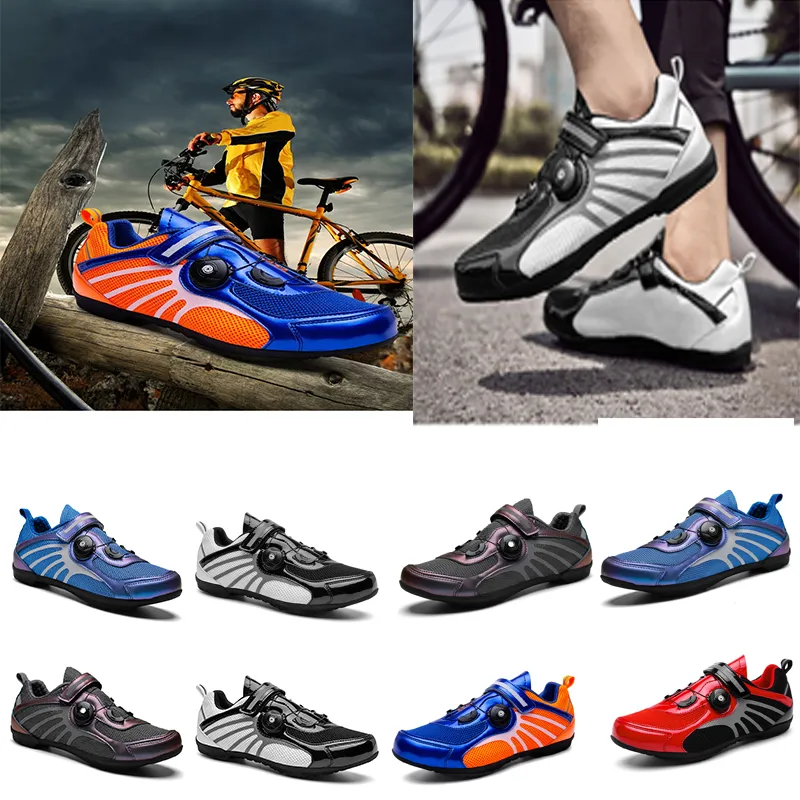 Smutscykel platt män väg sport hastighet cykel sneakers lägenheter mountain cykel skor spd cleats skor röda 14 s