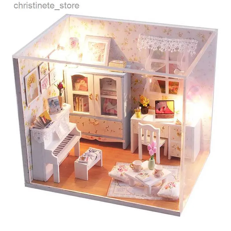 Arkitektur/DIY House 2015 New Ends Doll House Miniatura 3D trä DIY Dollhouse Miniature Accessories for Children Toys Dolls Houss Birthday Present