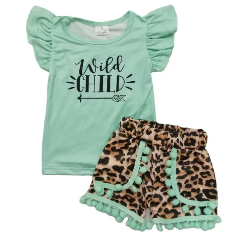 Flickor Summer Clothes Set Boutique Outfits Kids Designer Clothes Girls Summer Suit Milk Silk Leopard Print Toddler Baby Outfits2231284