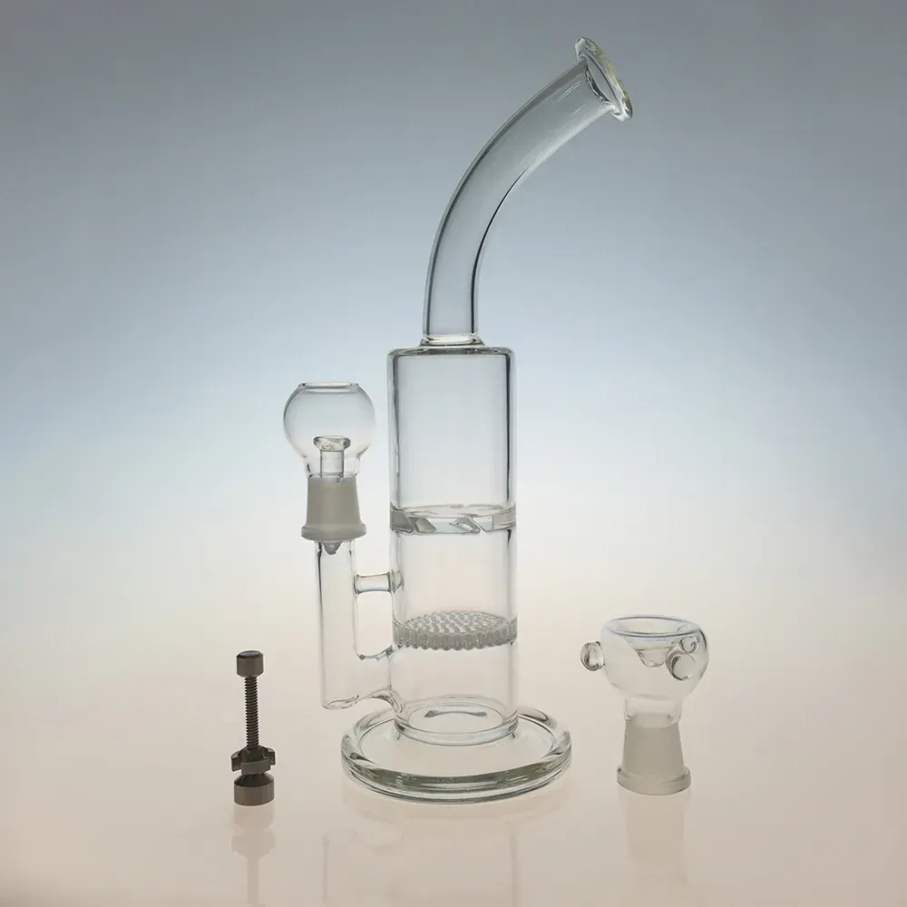 Clear Glass Water Bong With Cyclone Disk Perc, Titanium Nail, And Two ...