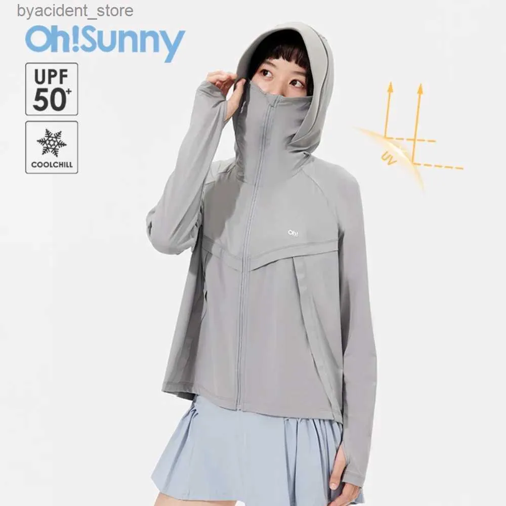 Męskie koszulki Ohsunny Summer Kobiety z kapturem z kapturem filtr przeciwsłoneczny Krótki luźne oddychające szczupły anty-UV UPF50+ Coolchill Sun Sun Clothing L240306